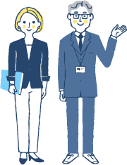 職場で歩く2人のビジネスパーソンのイラスト